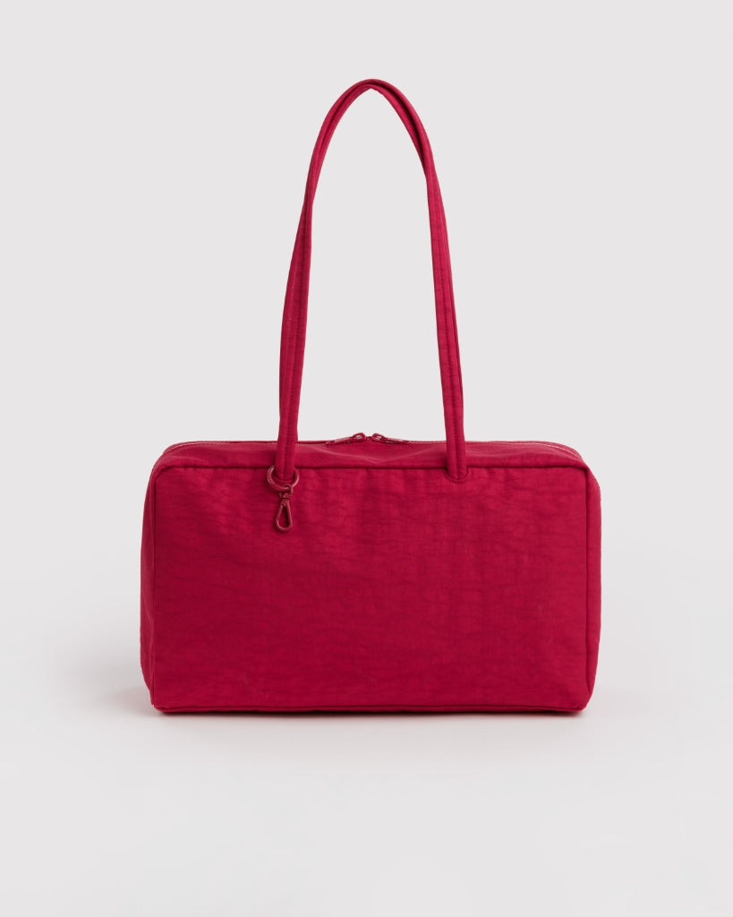 Medium Nylon Bowler Bag - Cherry