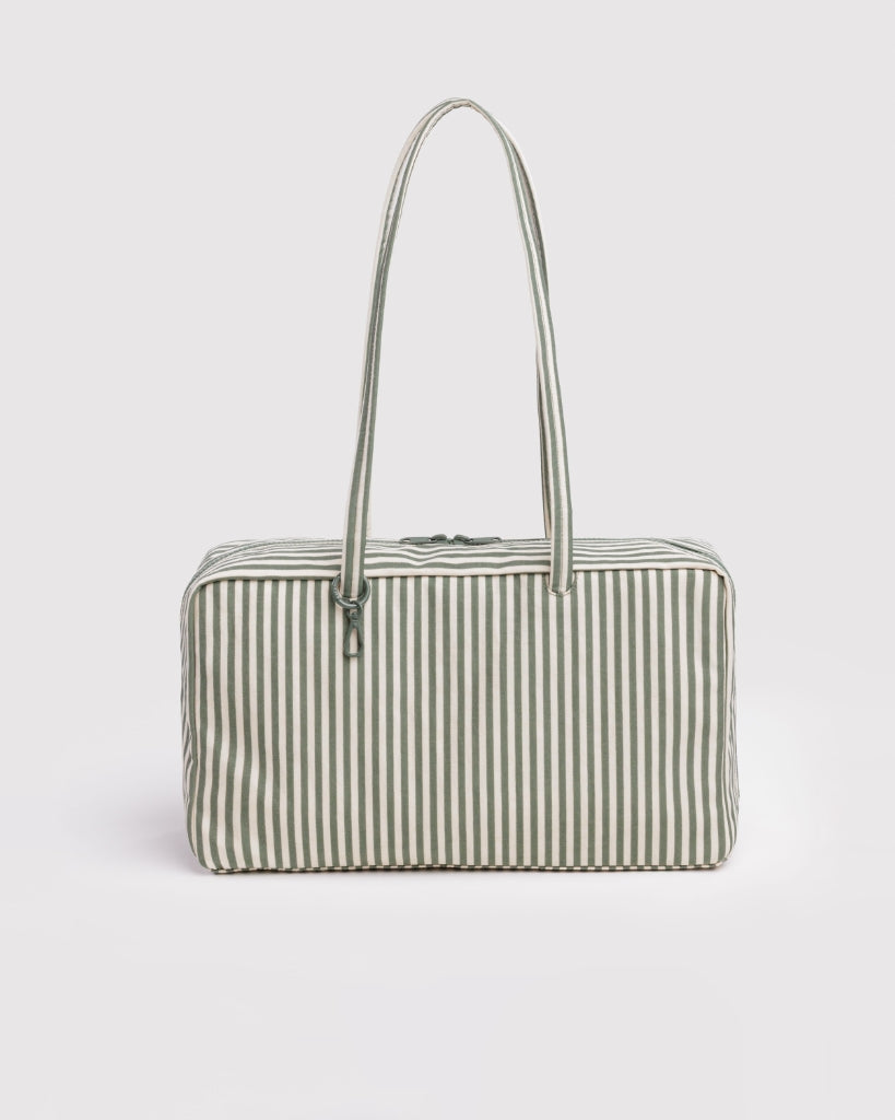 Medium Nylon Bowler Bag - Sage Stripe