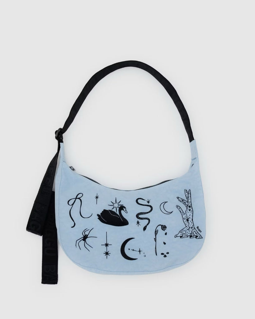 Medium Crescent Bag - Embroidered Ballet Icons