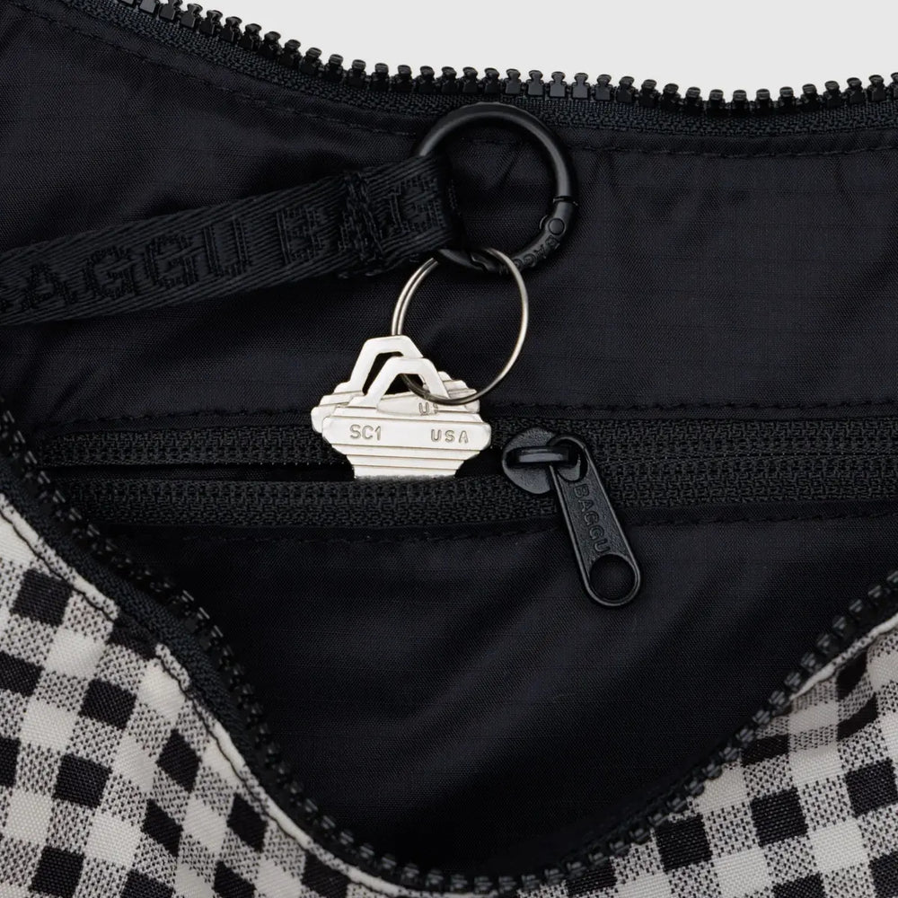 
                      
                        Medium Crescent Bag - Black & White Gingham
                      
                    