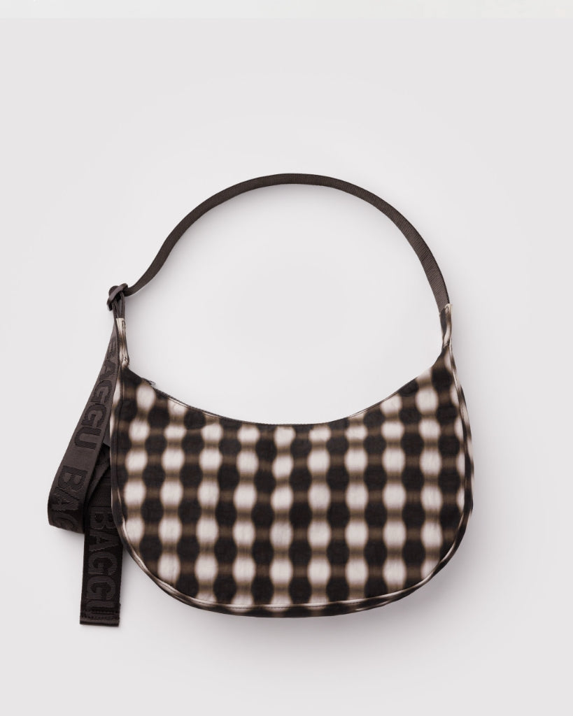 Medium Crescent Bag - Blurred Gingham Brown [PRE ORDER]
