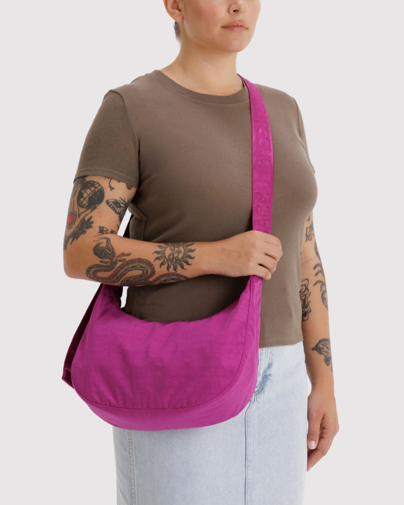 Medium Crescent Bag - Deep Fuchia