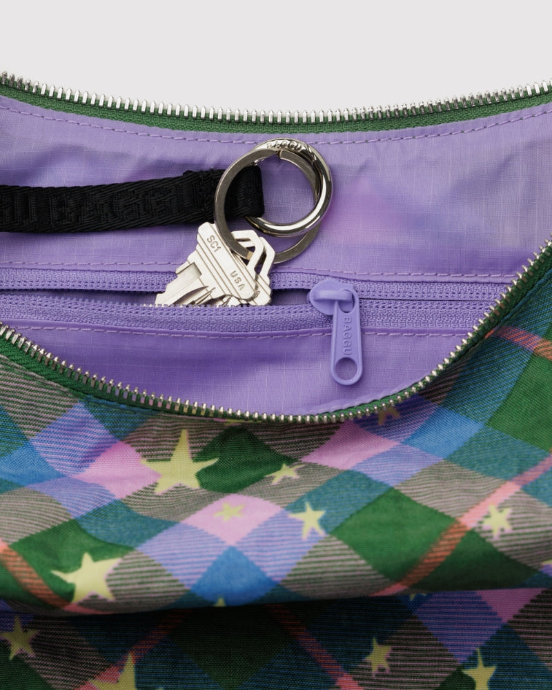
                      
                        Medium Crescent Bag - Green Star Plaid
                      
                    