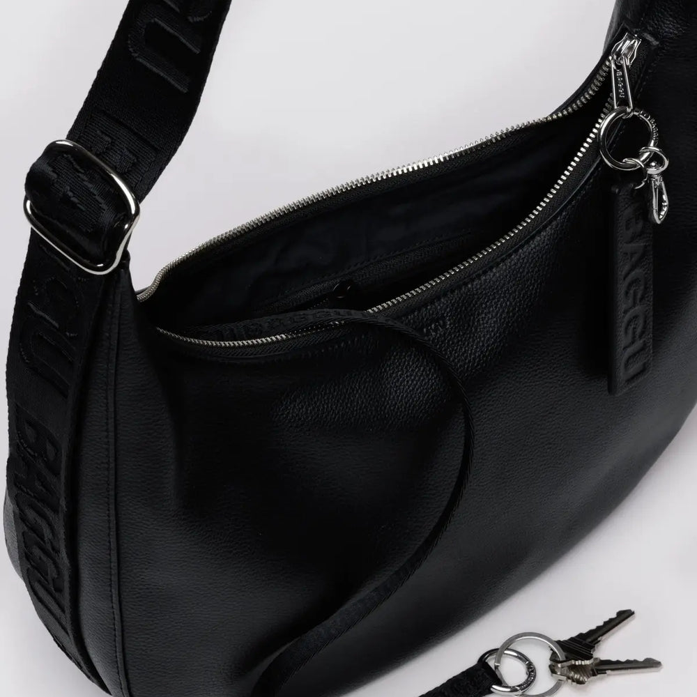 
                      
                        Medium Recycled Leather Crescent Bag - Black
                      
                    