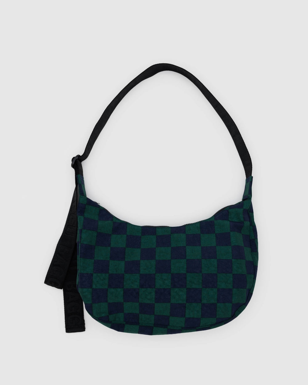 Medium Crescent Bag - Navy Green Check