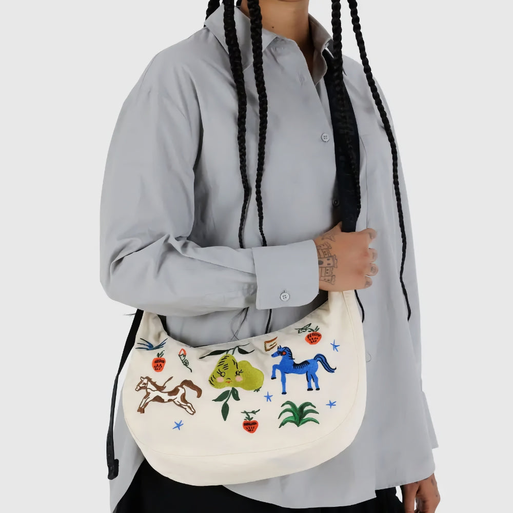 Medium Crescent Bag - Embroidered Painted Prairie [PRE ORDER]