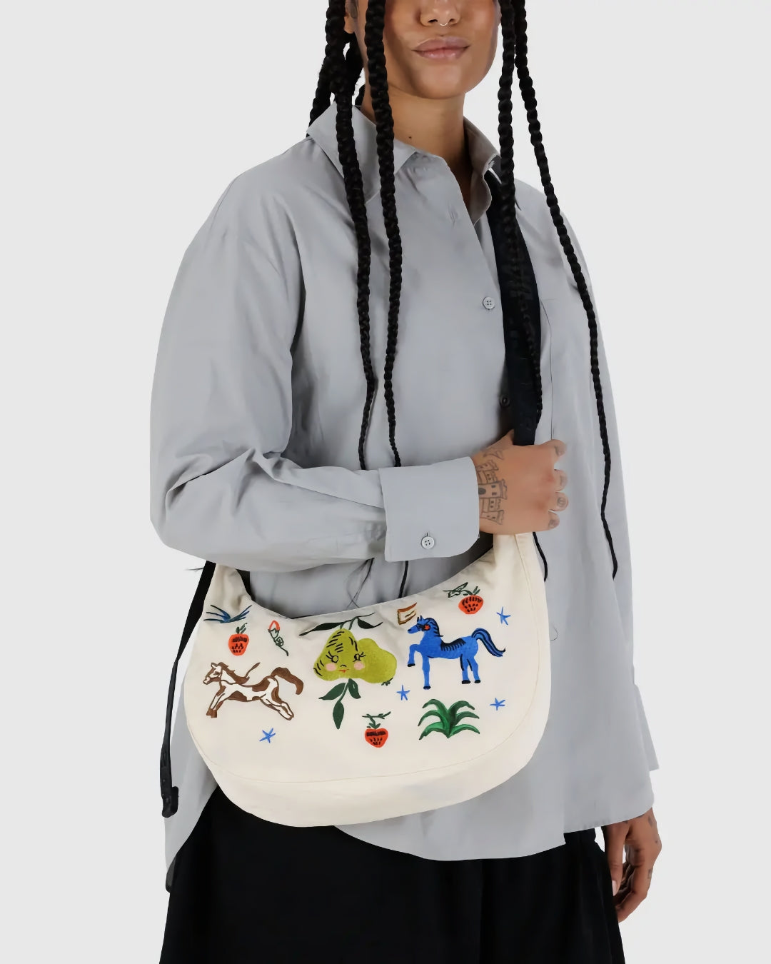 Medium Crescent Bag - Embroidered Painted Prairie [PRE ORDER]