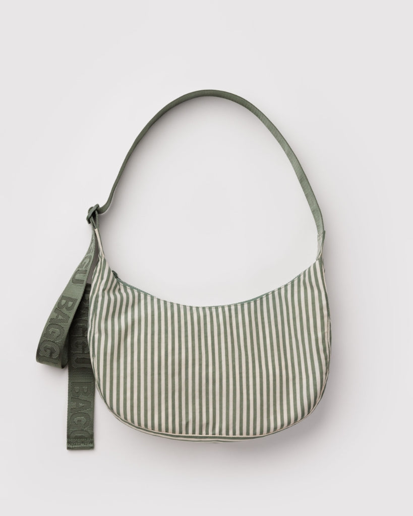 Medium Crescent Bag - Sage Stripe