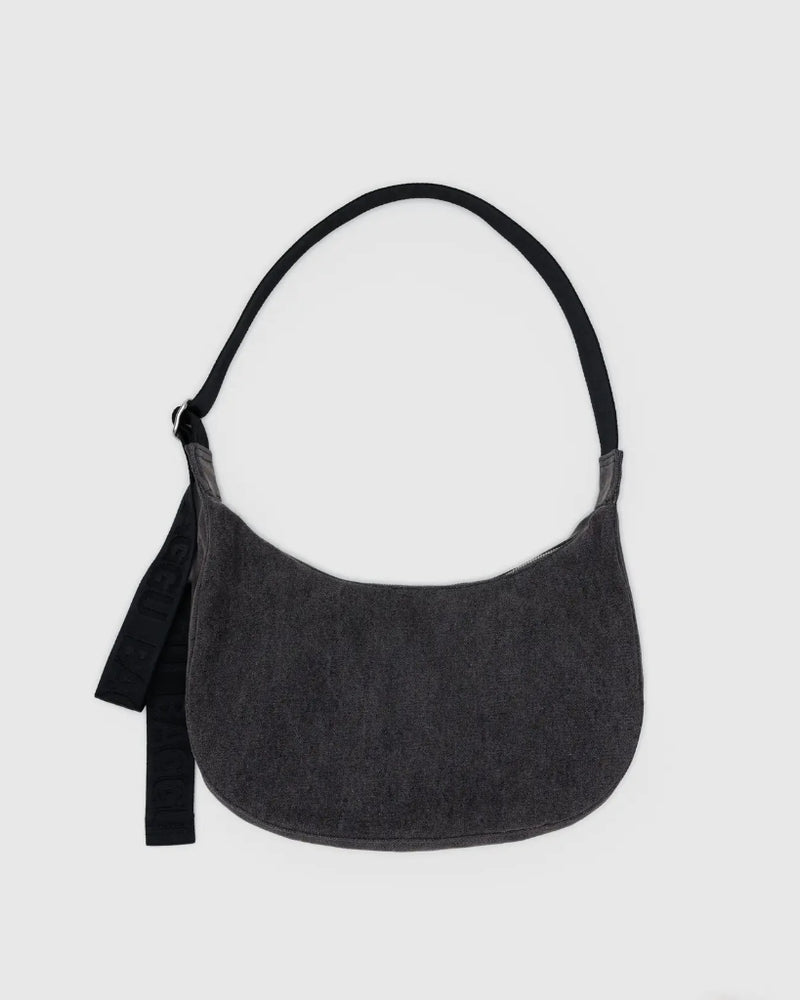 Medium Crescent Bag - Washed Black Denim