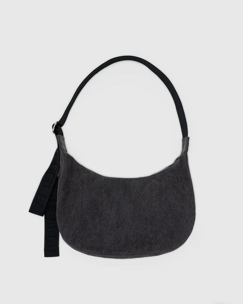 Medium Crescent Bag - Washed Black Denim