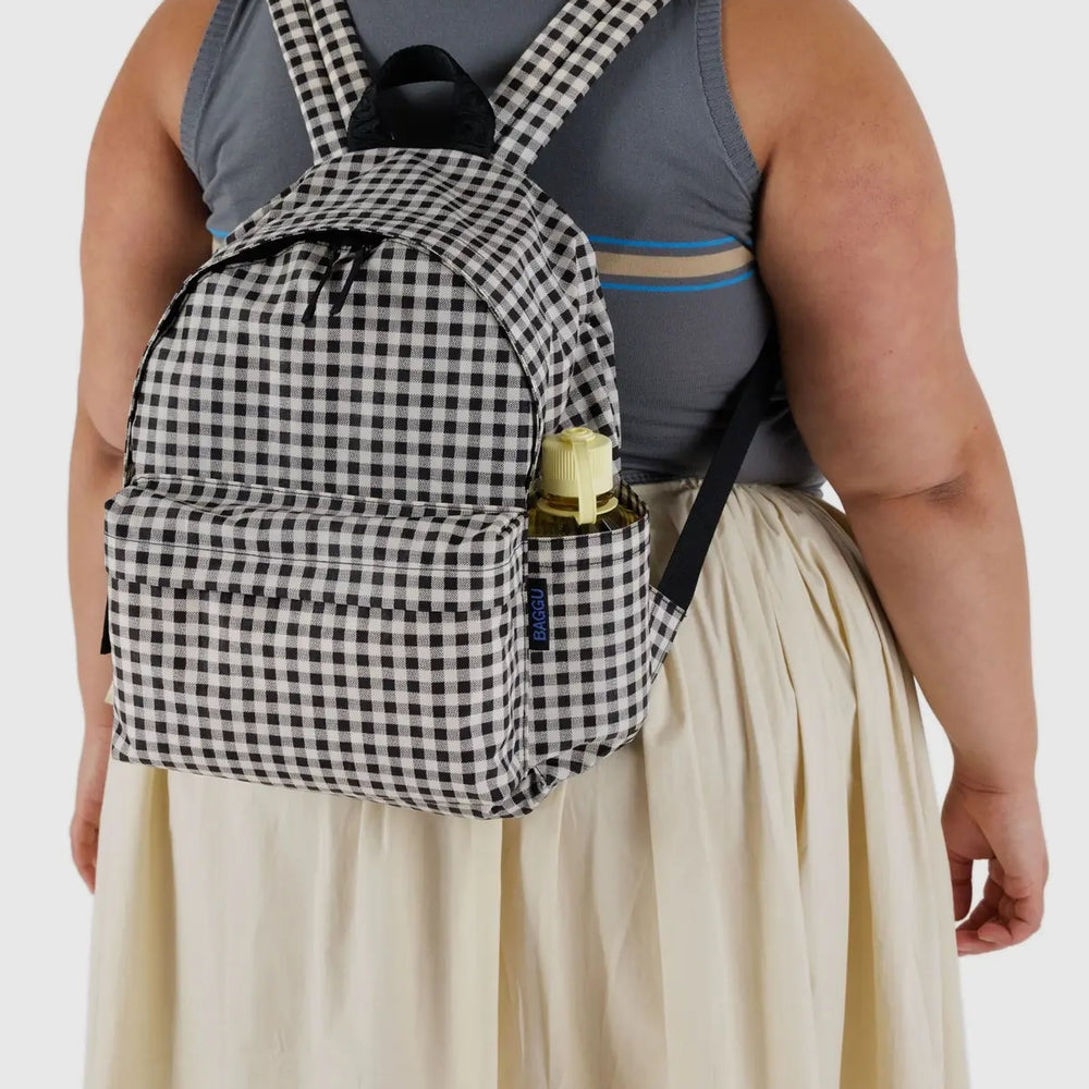 Medium Nylon Backpack - Black & White Gingham [PRE ORDER]