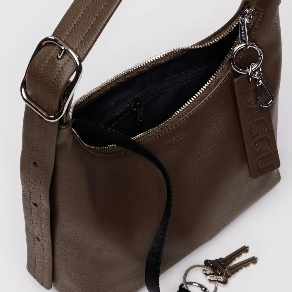 
                      
                        Mini Recycled Leather Shoulder Bag - Brown
                      
                    