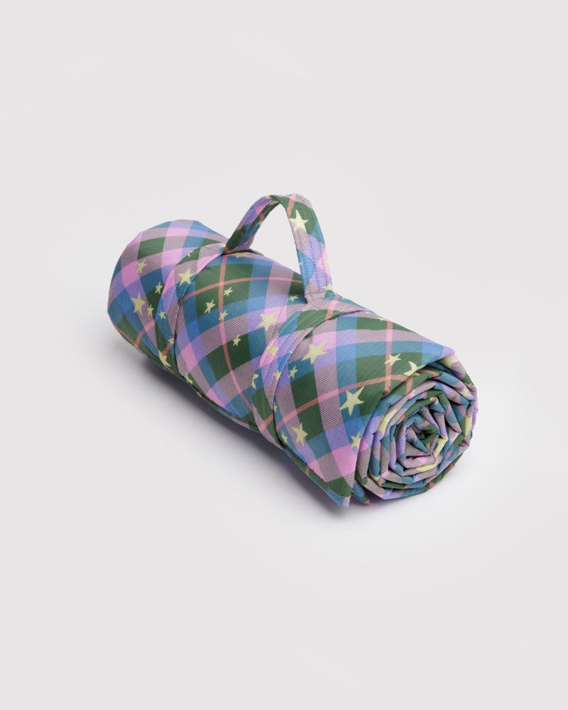 Puffy Picnic Blanket - Green Star Plaid [PRE ORDER]