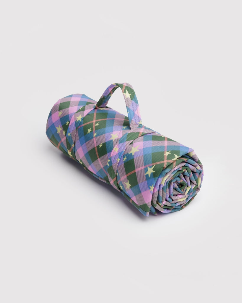 Puffy Picnic Blanket - Green Star Plaid [PRE ORDER]