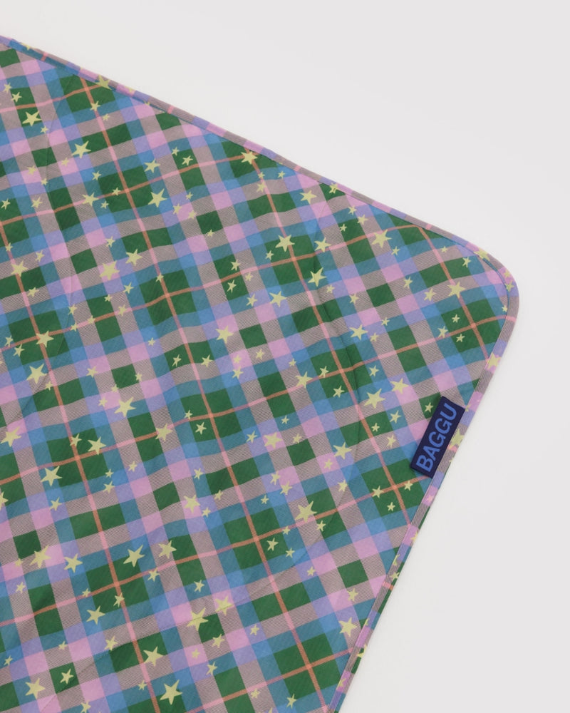 Puffy Picnic Blanket - Green Star Plaid [PRE ORDER]