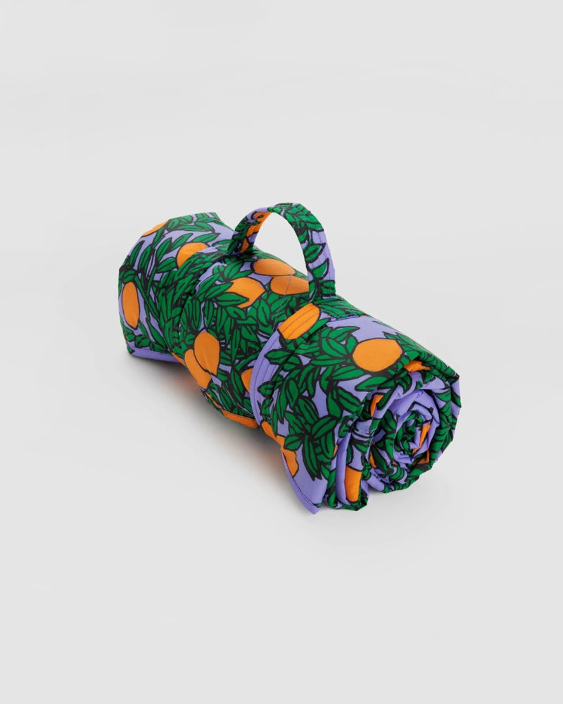 Puffy Picnic Blanket - Orange Tree Periwinkle