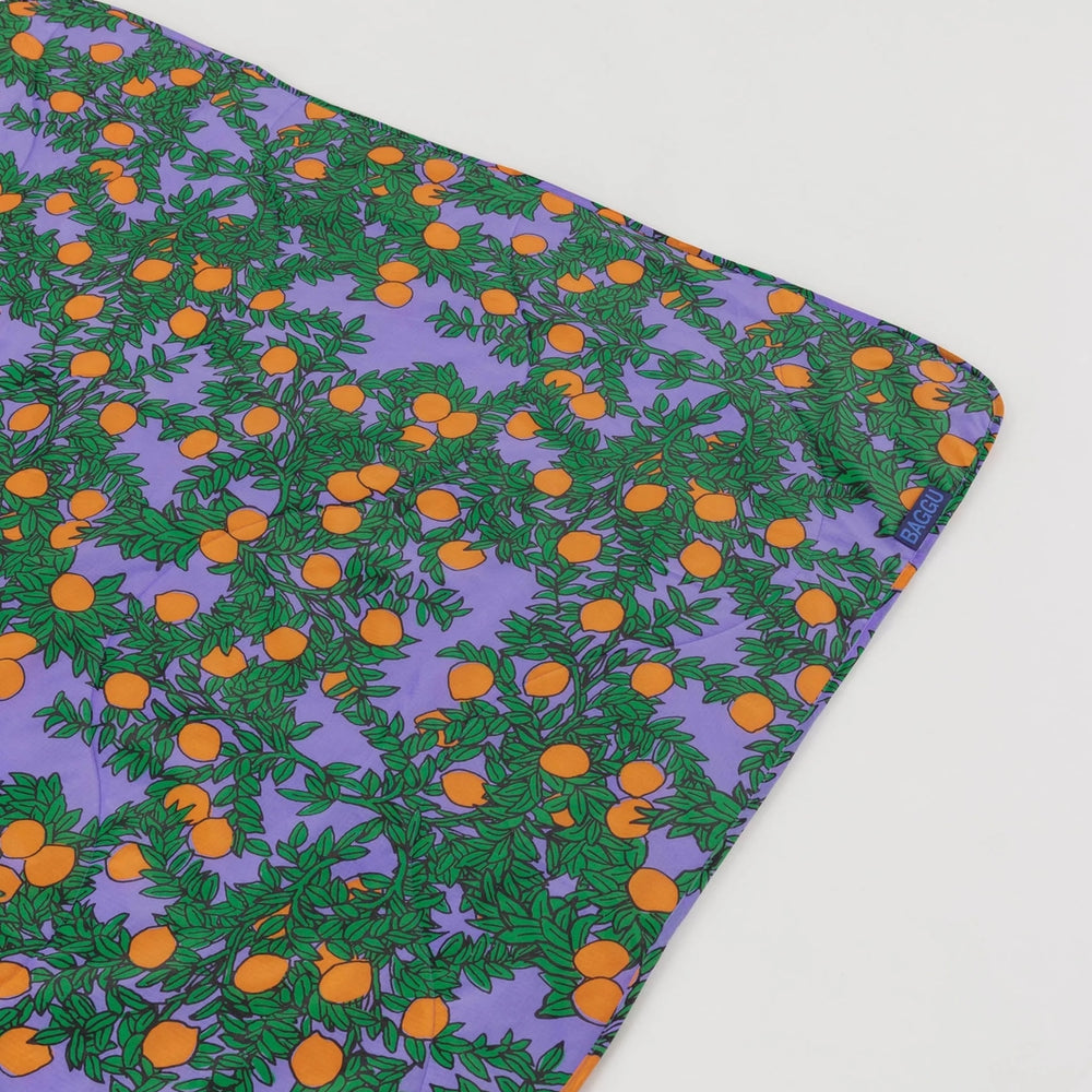 Puffy Picnic Blanket - Orange Tree Periwinkle