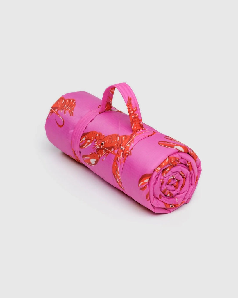 Puffy Picnic Blanket - Pink Lobster