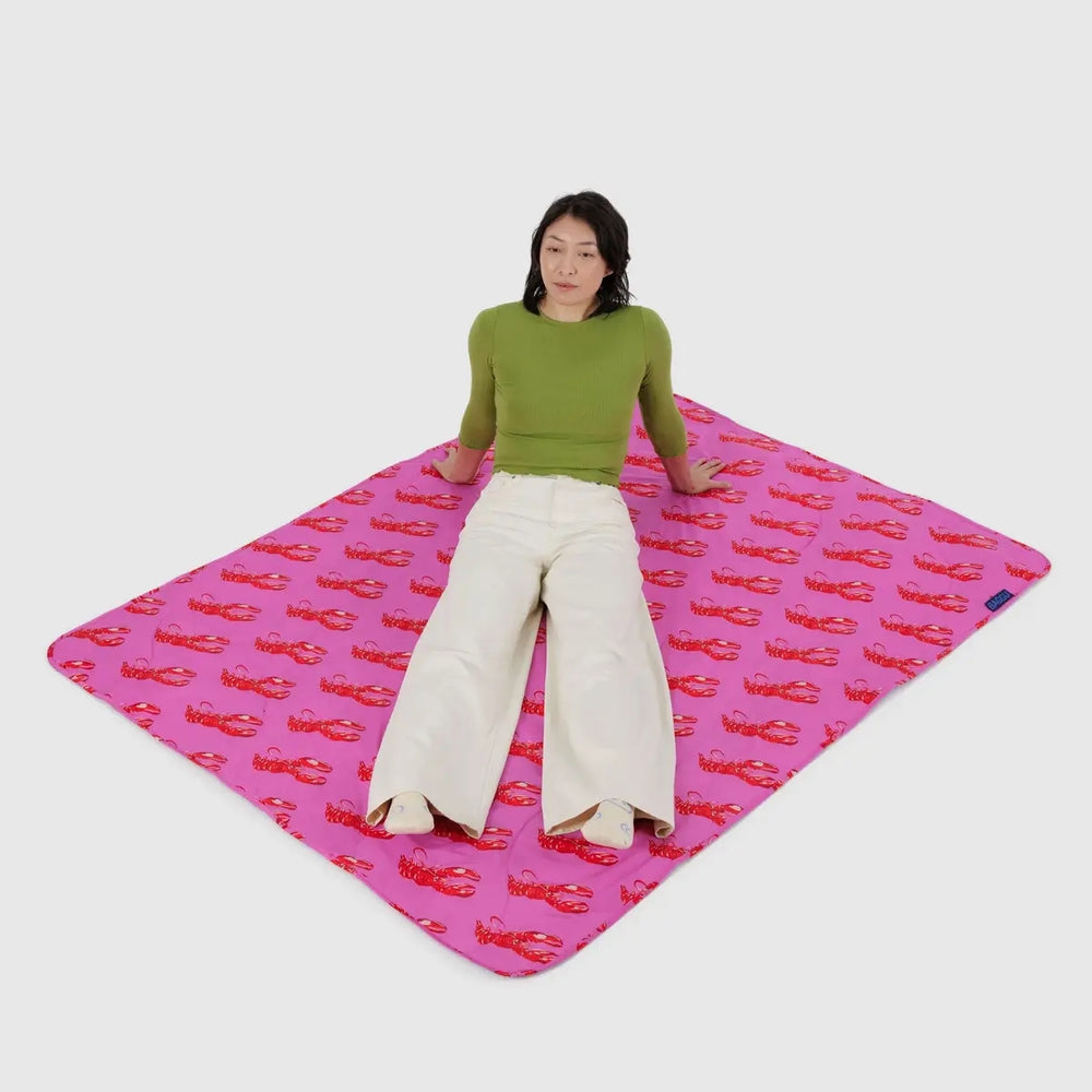 Puffy Picnic Blanket - Pink Lobster