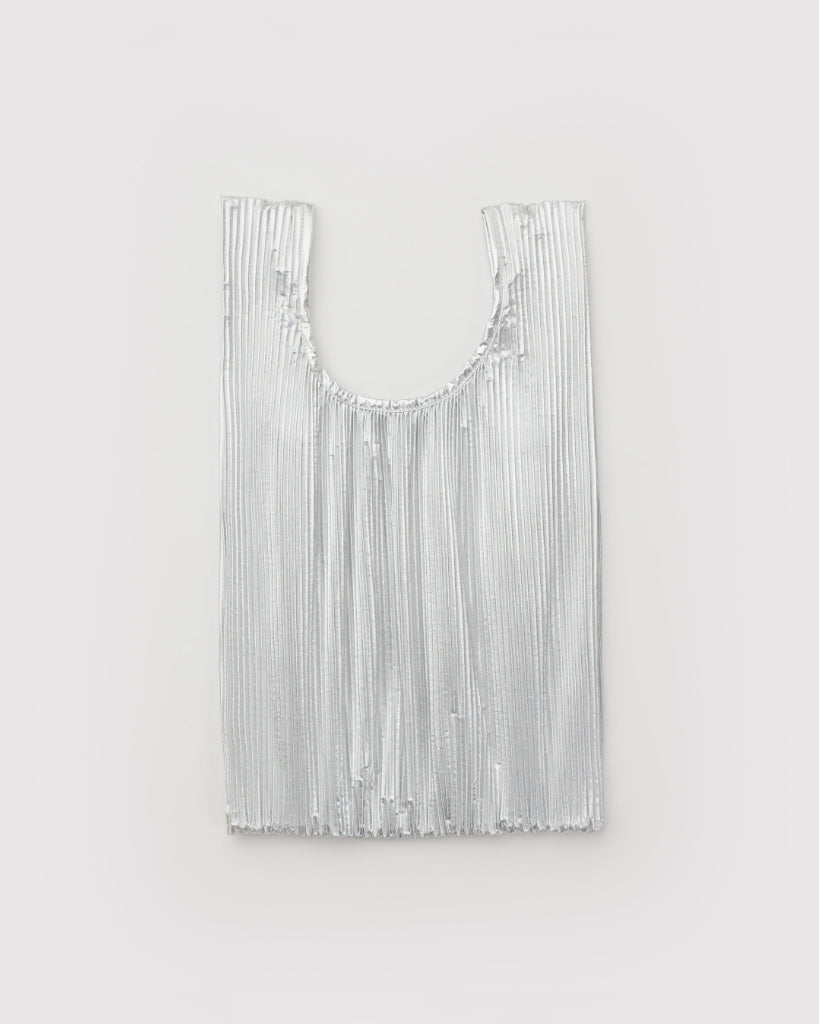 Pleated Reusable Bag - Chrome Metallic