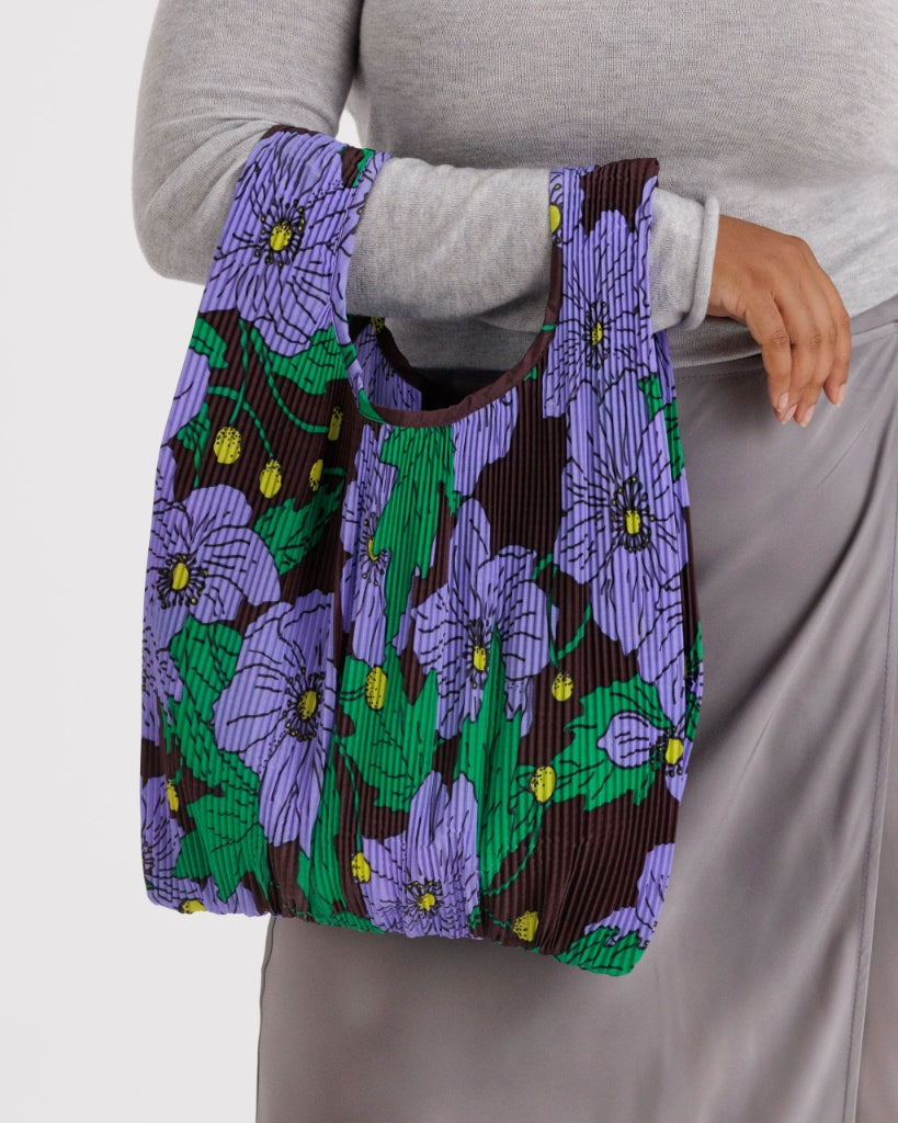 Pleated Reusable Bag - Maroon Poppy