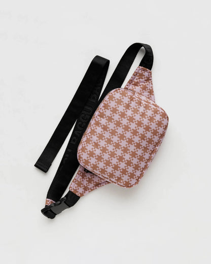 Puffy Fanny Pack - Rose Pixel Gingham