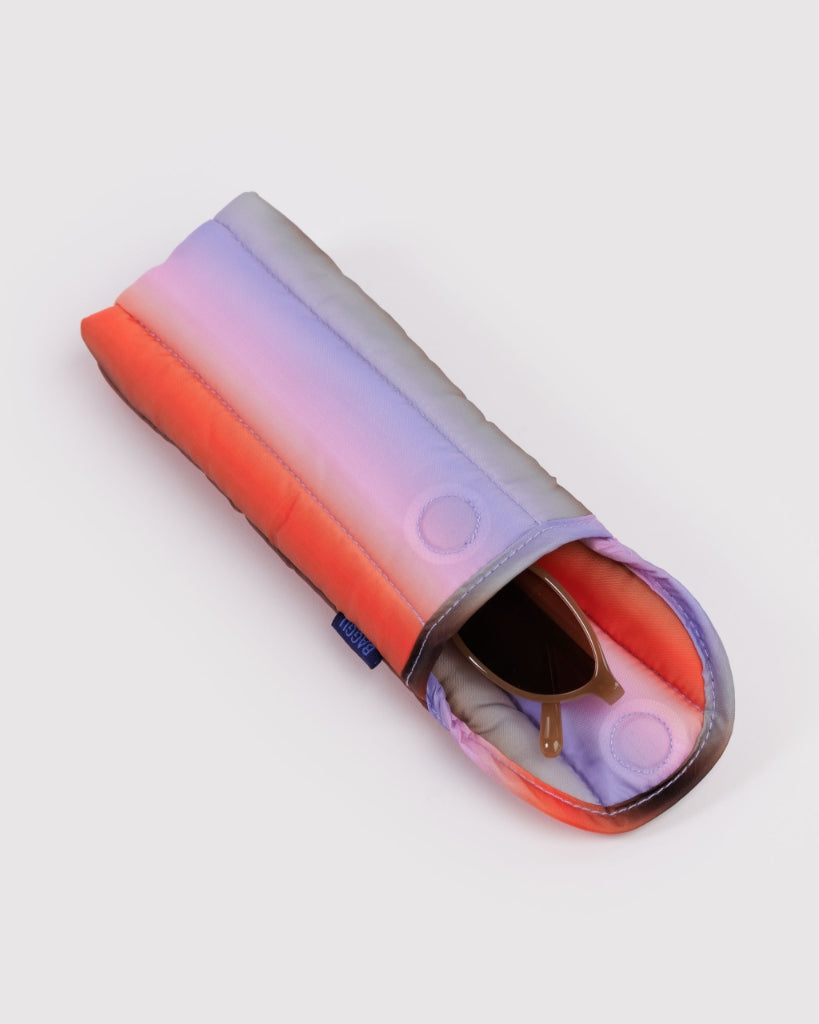 Puffy Glasses Case - Gradient Stripe Poppy & Lilac