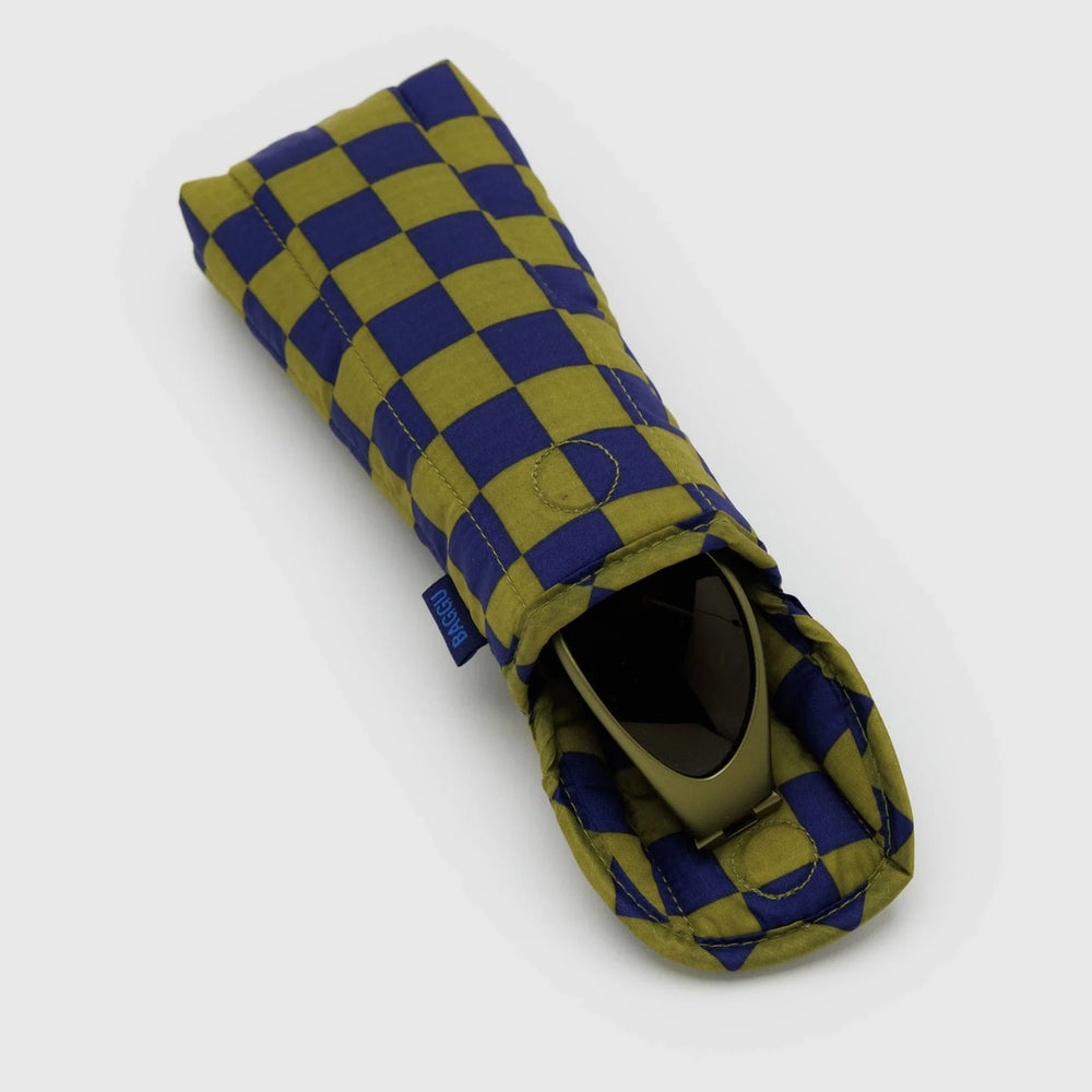 Puffy Glasses Case - Pear Navy Check