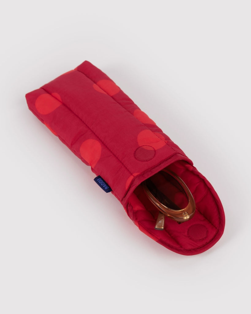 Puffy Glasses Case - Red Polka Dot