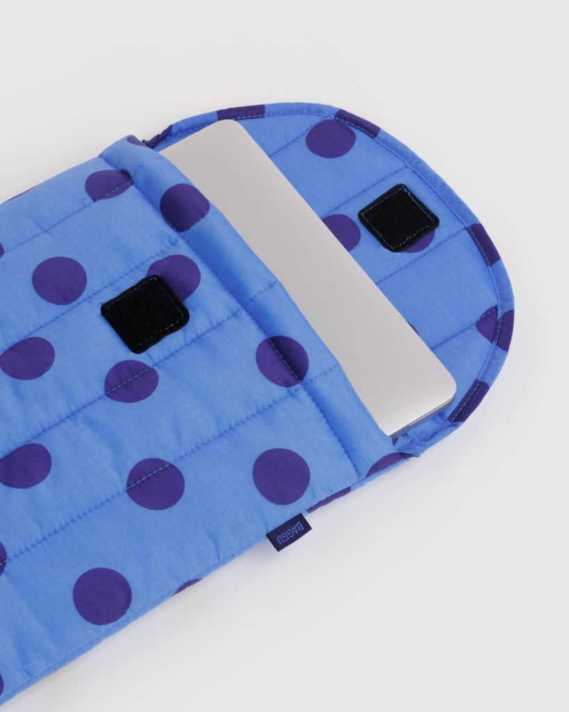 Puffy Laptop Sleeve - Blue Polka Dot