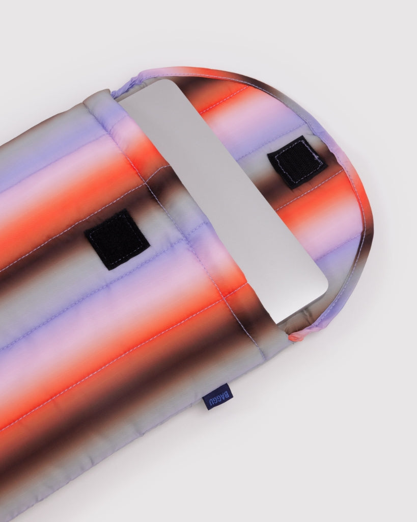 Puffy Laptop Sleeve - Gradient Stripe Poppy & Lilac