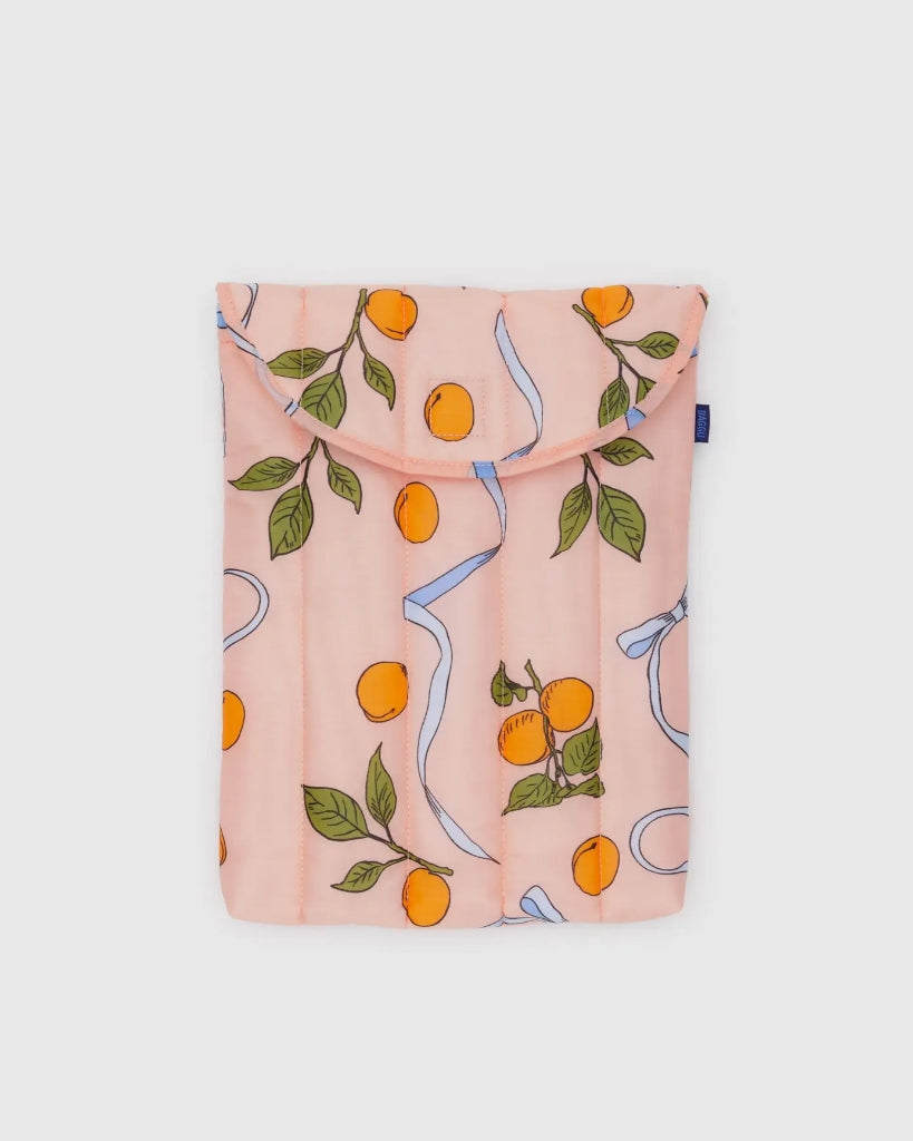 Puffy Laptop Sleeve - Apricots & Ribbons