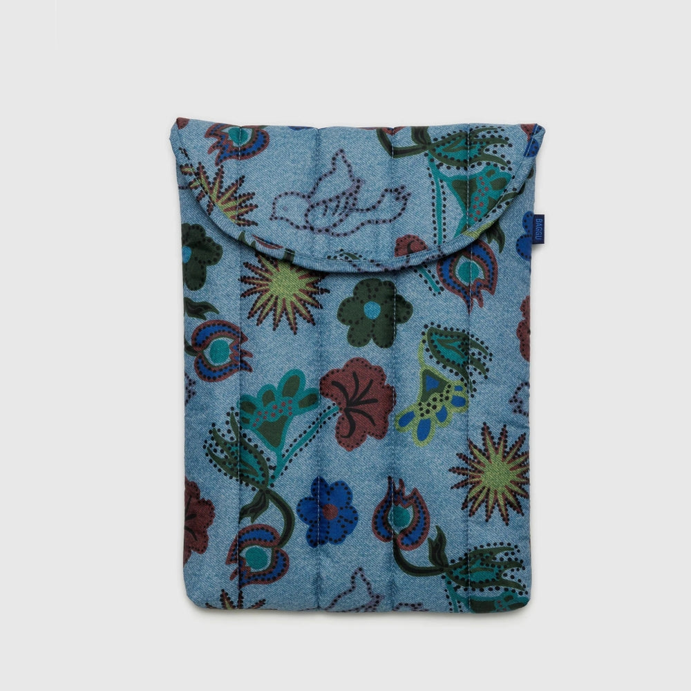 Puffy Laptop Sleeve - Digital Denim Birds