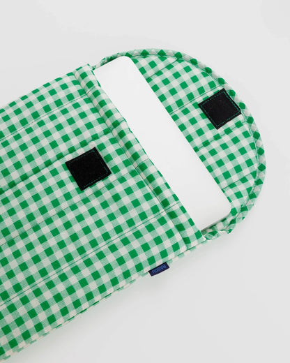 Puffy Laptop Sleeve - Green Gingham [PRE ORDER]