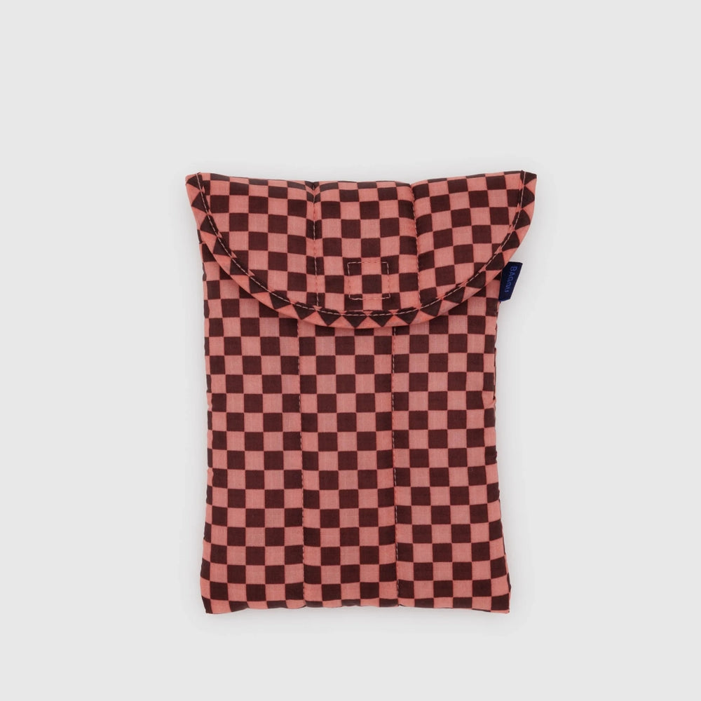 Puffy Tablet Case - Pink Brown Check