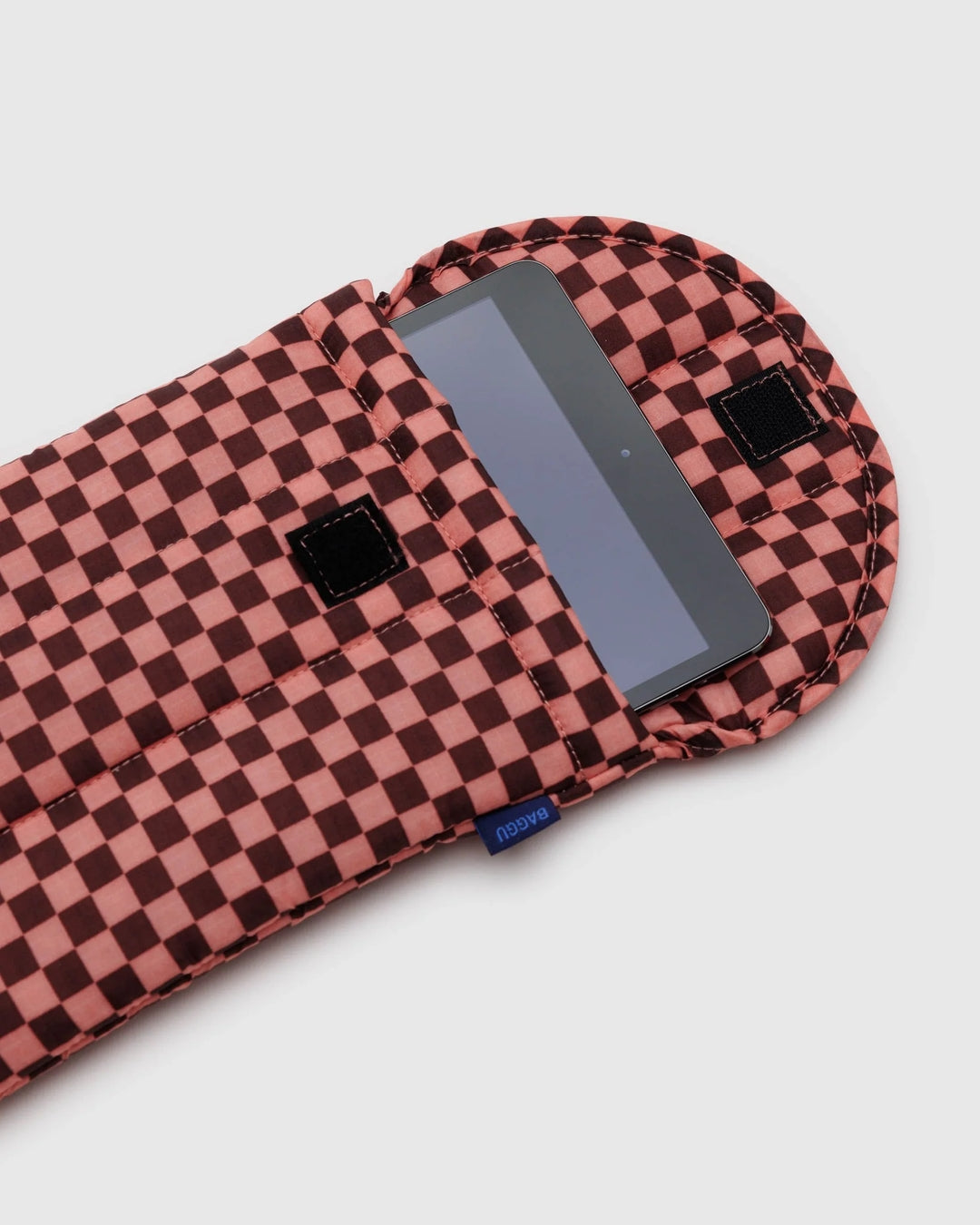 Puffy Tablet Case - Pink Brown Check