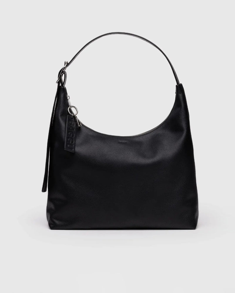 Recycled Leather Shoulder Bag - Black