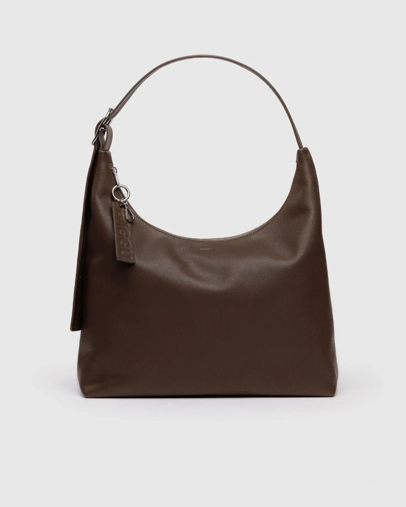 Recycled Leather Shoulder Bag - Brown