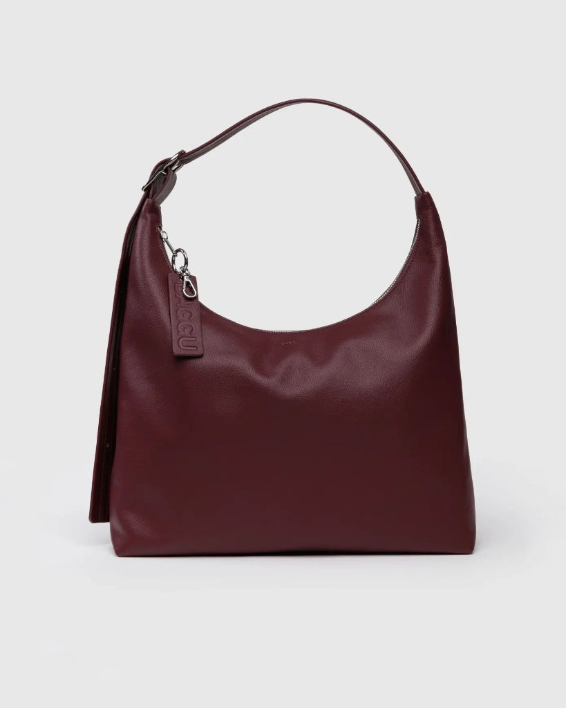 Recycled Leather Shoulder Bag - Mahogany