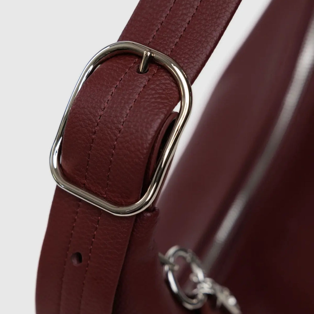 
                      
                        Recycled Leather Shoulder Bag - Mahogany
                      
                    