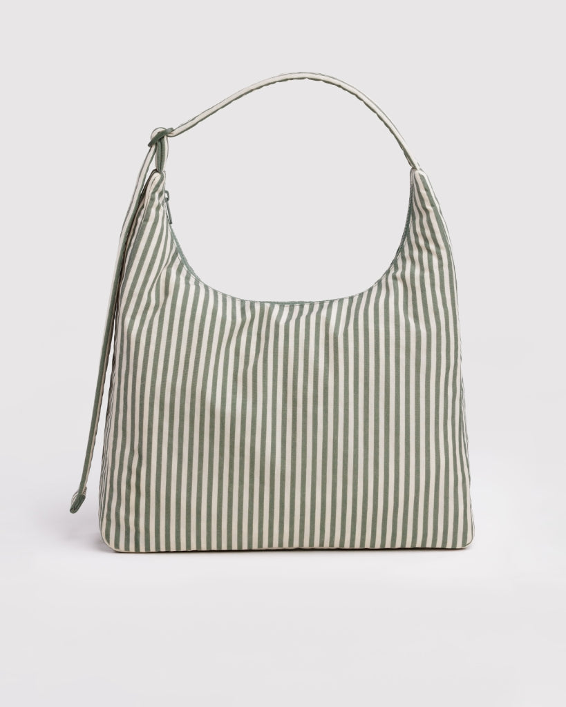 Nylon Shoulder Bag - Sage Stripe