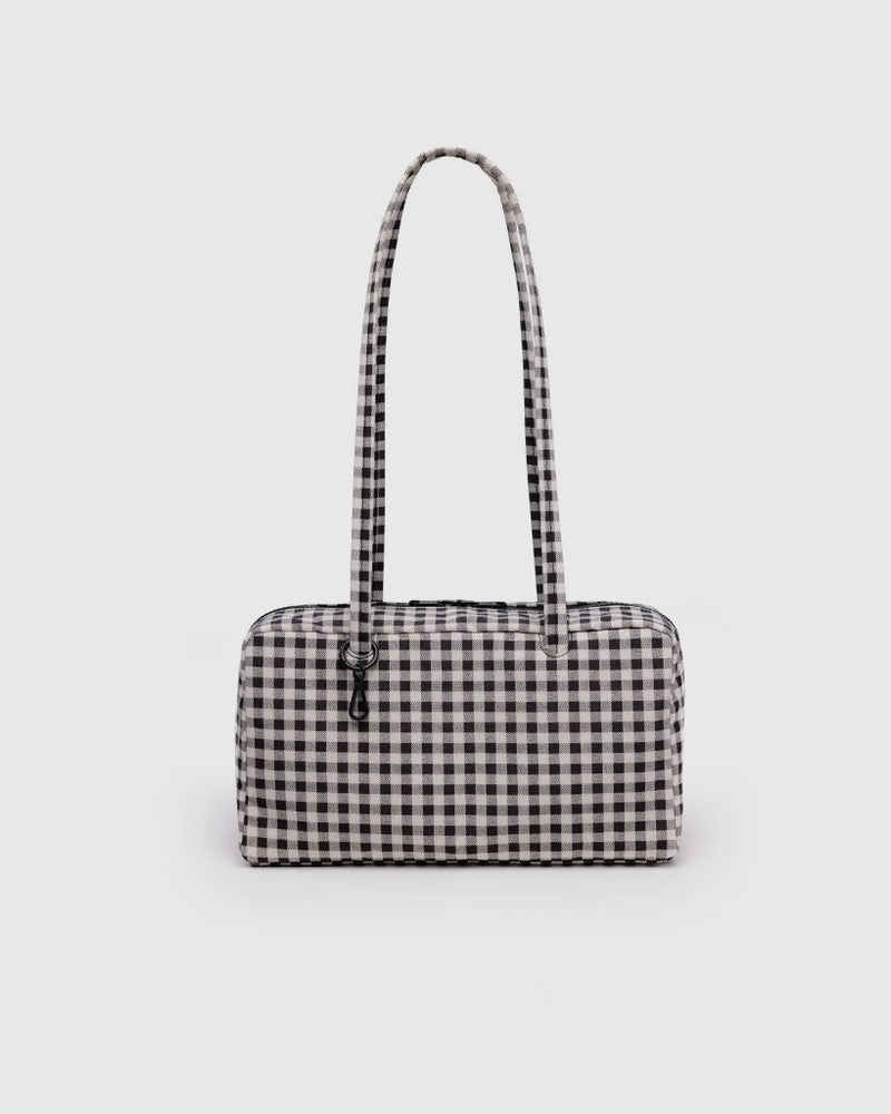Small Nylon Bowler Bag - Black & White Gingham