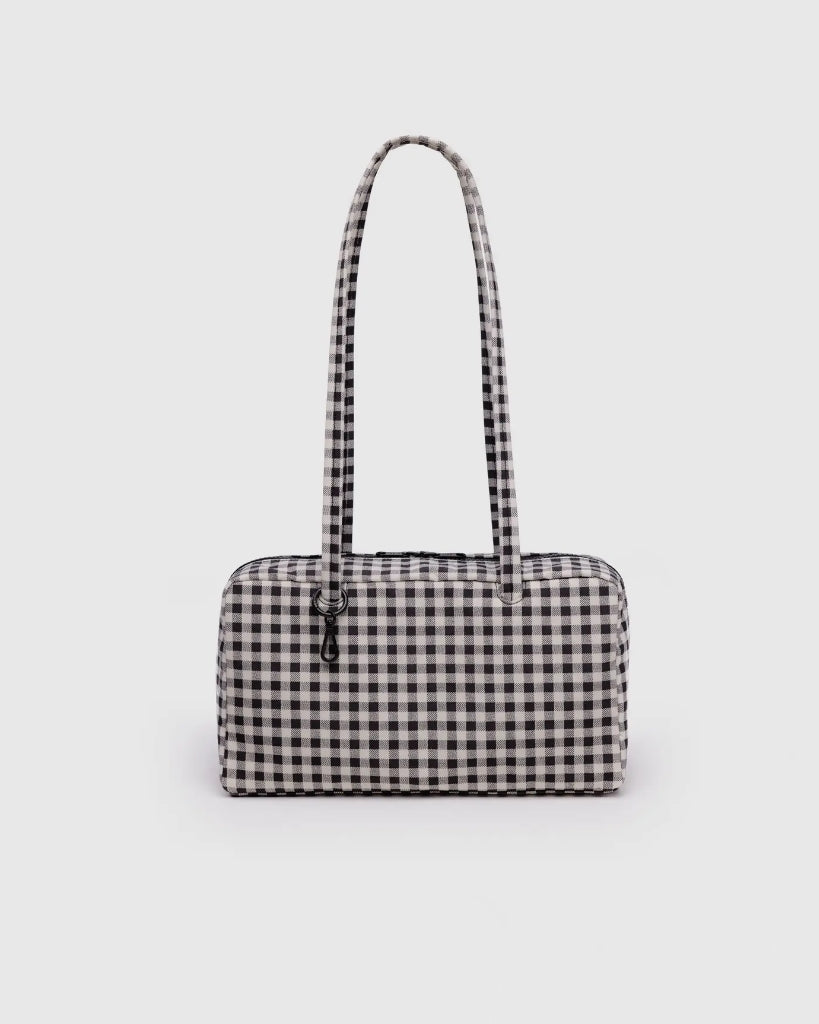 Small Nylon Bowler Bag - Black & White Gingham