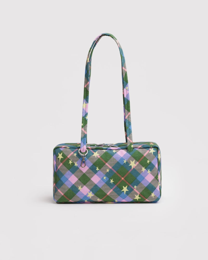 Small Nylon Bowler Bag - Green Star Plaid [PRE ORDER]
