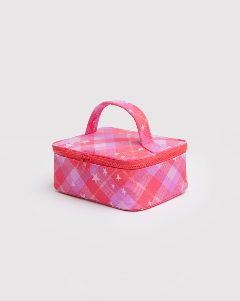 Cosmetic Case Small - Pink Star Plaid [PRE ORDER]