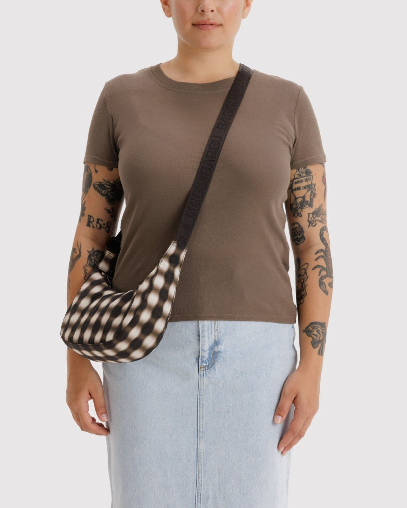 Small Crescent Bag - Blurred Gingham Brown [PRE ORDER]