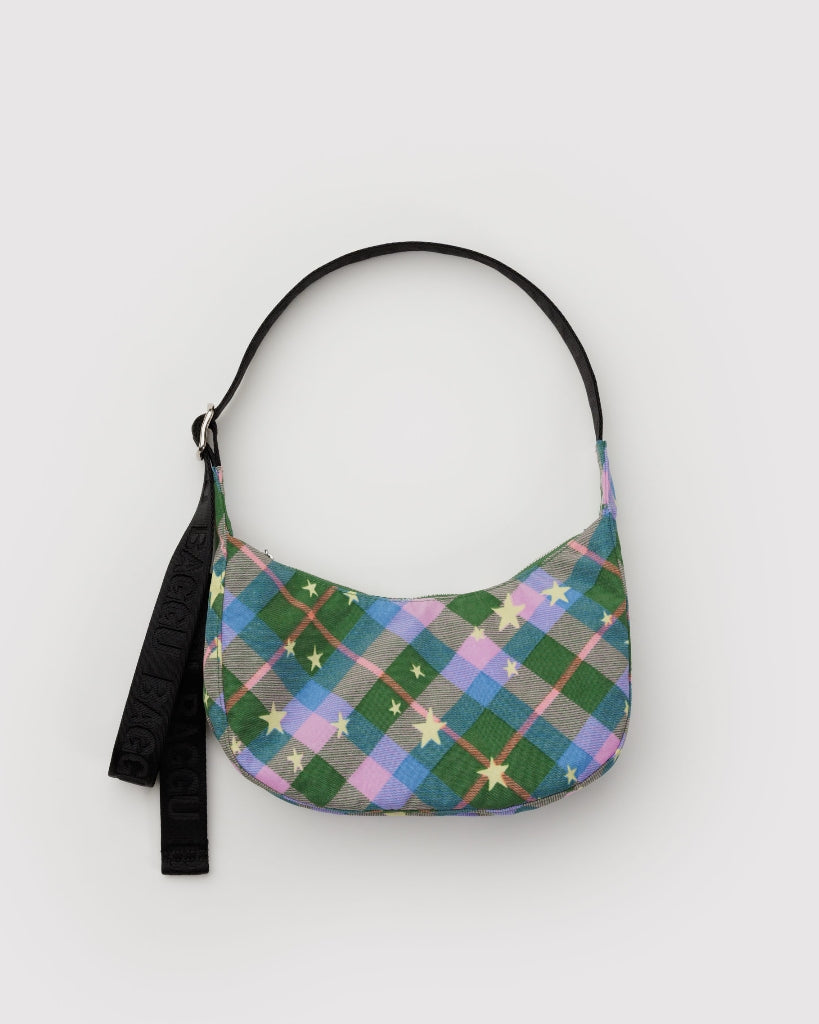 Small Crescent Bag - Green Star Plaid [PRE ORDER]