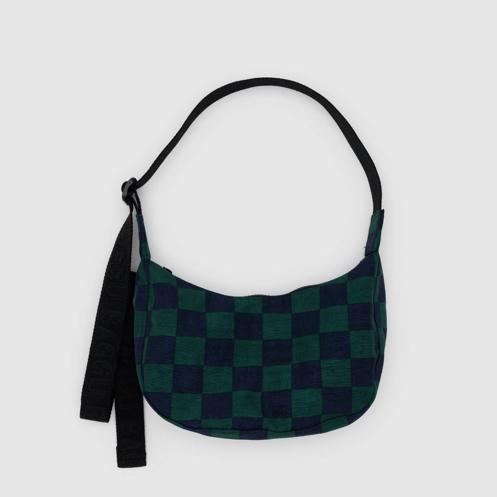 Small Crescent Bag - Navy Green Check