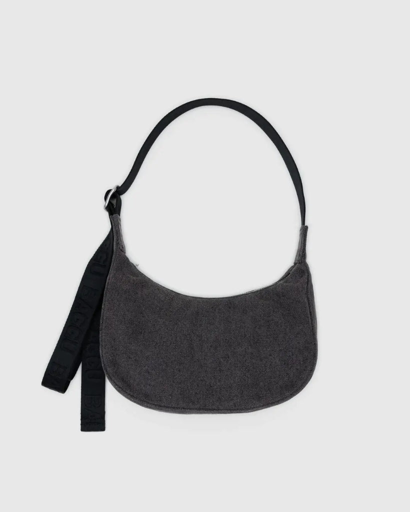 Small Crescent Bag - Washed Black Denim