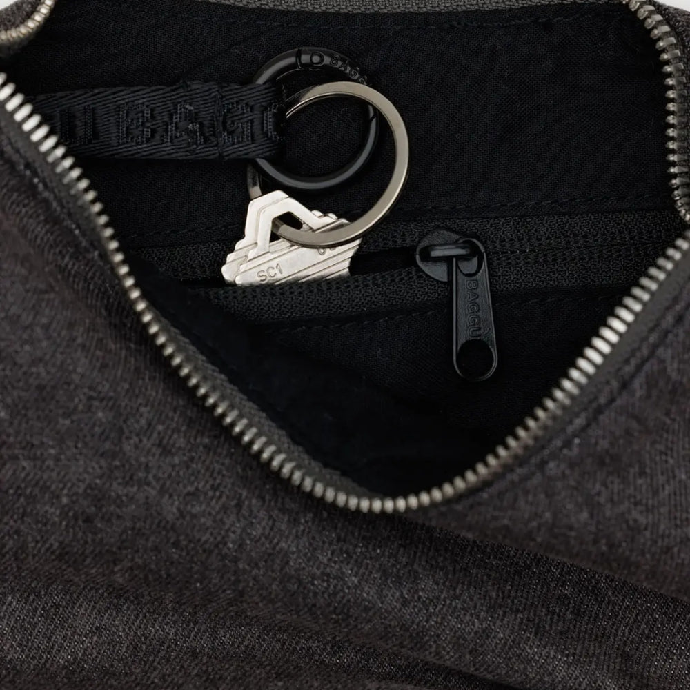 
                      
                        Small Crescent Bag - Washed Black Denim
                      
                    